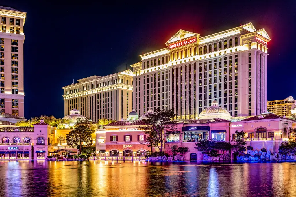 Caesars Palace at night on the Las Vegas Strip, home of NAMB National 2026